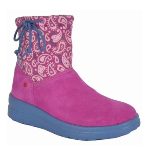 UGG Women's I Heart Ugg Slouchy Pink Paisley Pure Winter Boots Size 6 - Picture 2 of 12